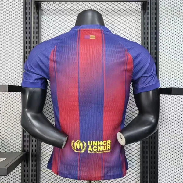 jerseyforge-2026-barcelona-jersey-back-unhcr-logo 2026 Barcelona Style Home Soccer Jersey - Elite Blaugrana Red & Blue Football Shirt - Unbranded High-Performance Teamwear